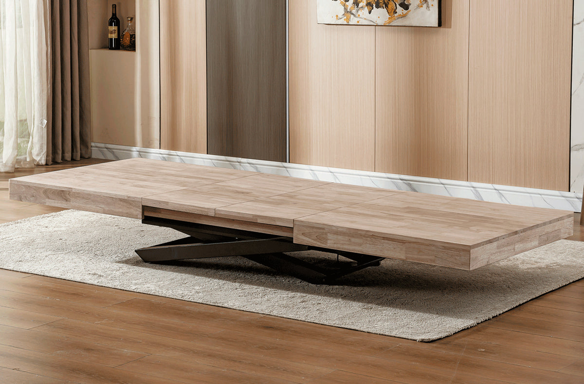 Mesa Elevable y Extensible Troya 160 - 200 - 240 x 90 cm Honey / Negro