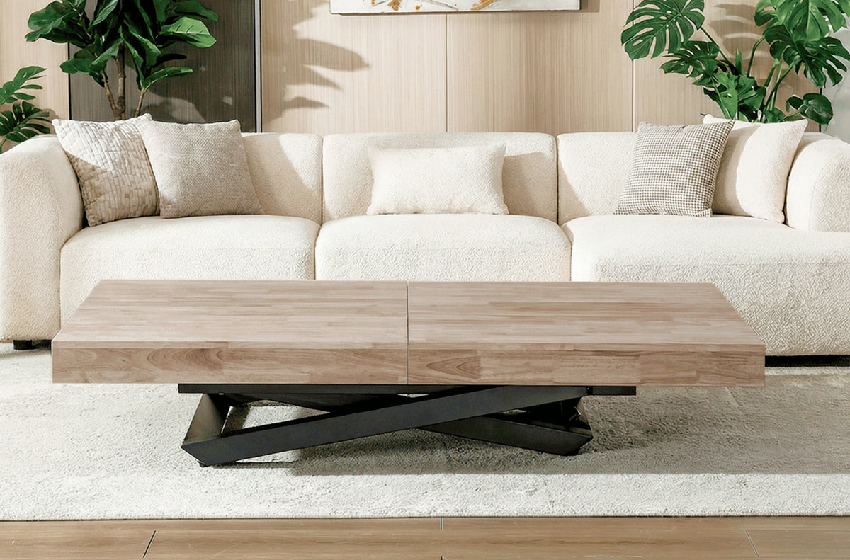 Mesa Elevable y Extensible Troya 160 - 200 - 240 x 90 cm Honey / Negro