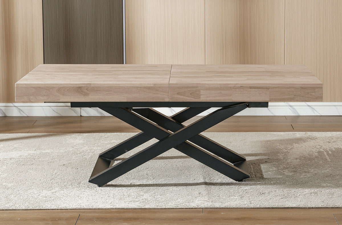 Mesa Elevable y Extensible Troya 160 - 200 - 240 x 90 cm Honey / Negro