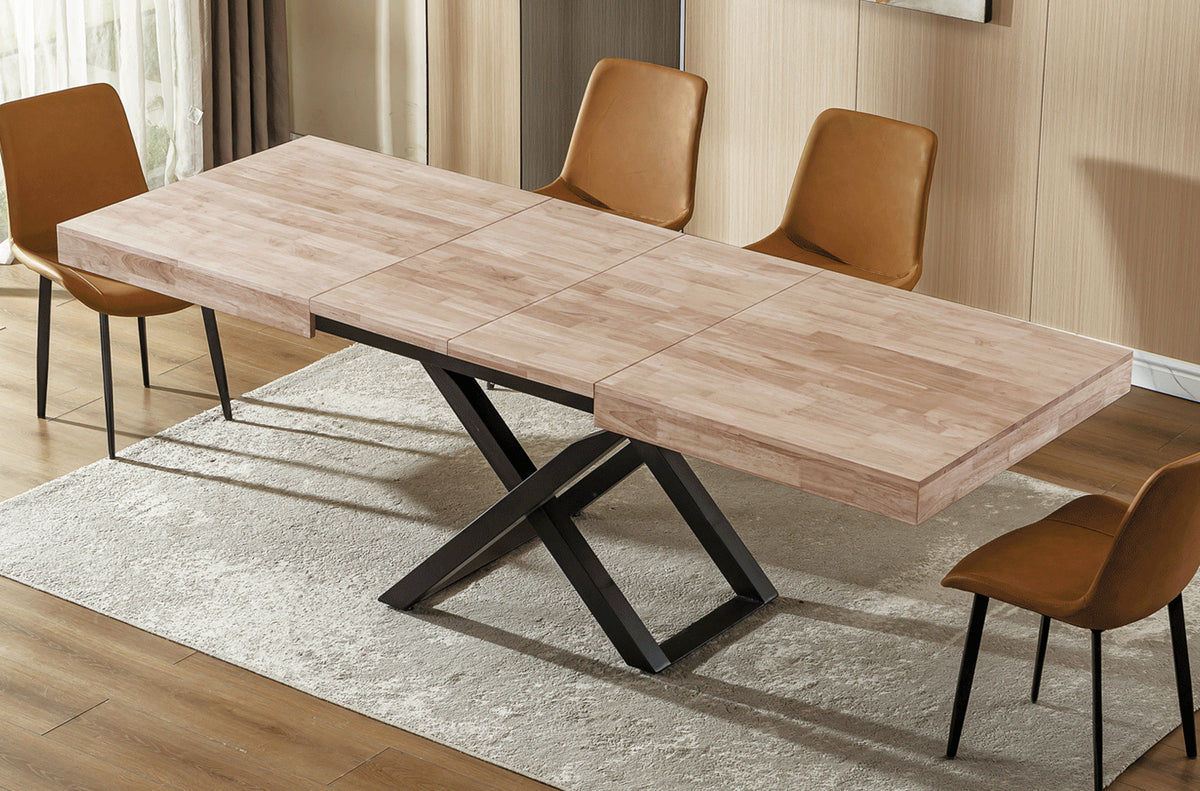Mesa Elevable y Extensible Troya 160 - 200 - 240 x 90 cm Honey / Negro