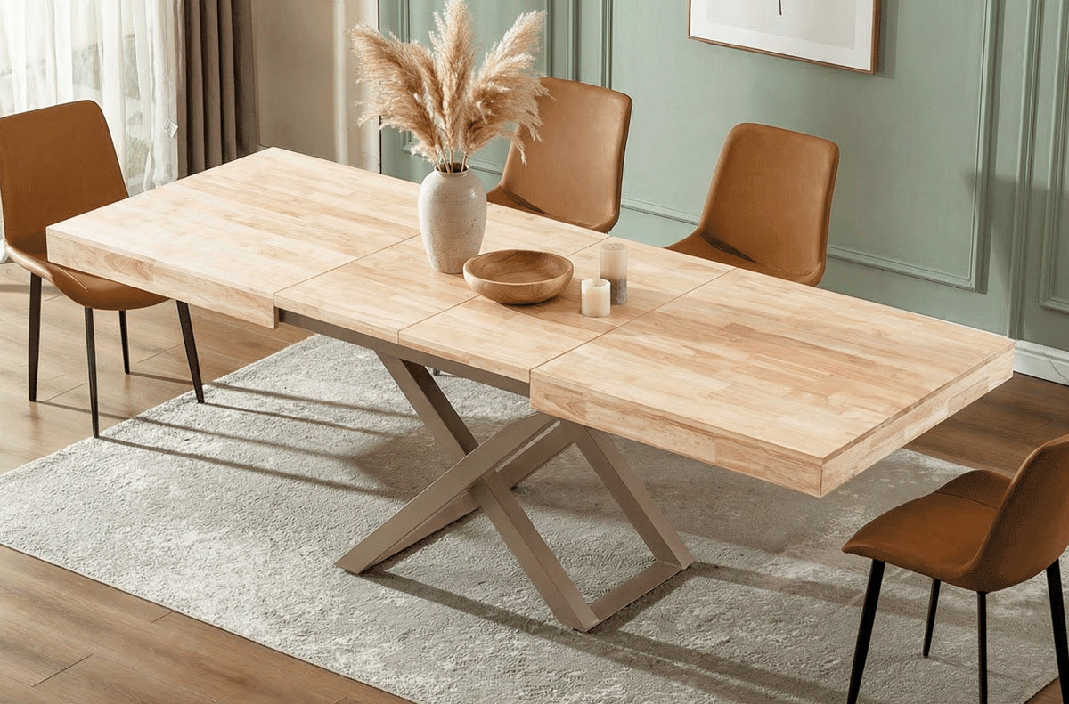 Mesa Elevable y Extensible Troya 160 - 200 - 240 x 90 cm Nordish / Taupe