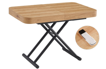 MESA CENTRO EXTENSIBLE 120 - 160 - 200 CM CON ELEVACION ELECTRICA TURIN OAK / NEGRO