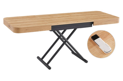 MESA CENTRO EXTENSIBLE 120 - 160 - 200 CM CON ELEVACION ELECTRICA TURIN OAK / NEGRO