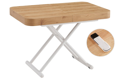 MESA CENTRO EXTENSIBLE 120 - 160 - 200 CM CON ELEVACION ELECTRICA TURIN OAK / BLANCO