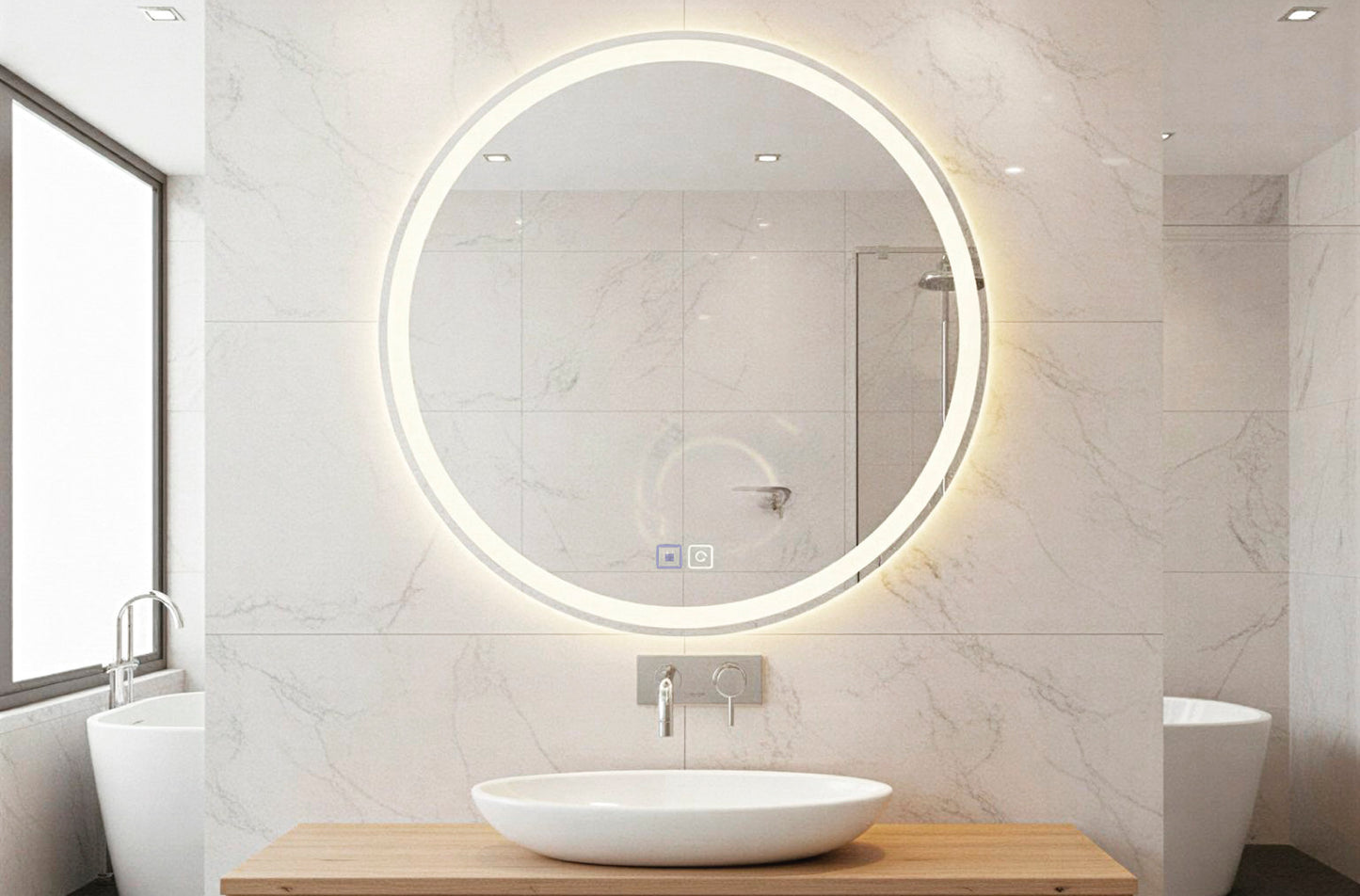ESPEJO REDONDO CON ILUMINACION LED WATERPROOF 80 CM ANTIVAHO