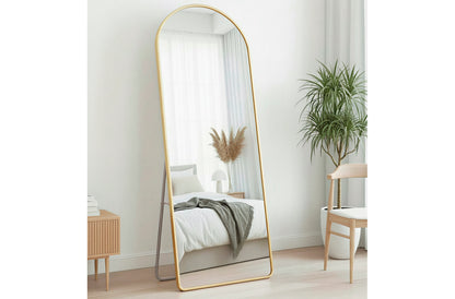 ESPEJO PIE / COLGAR  DORADO CON ARCO SUPERIOR GOLDEN 60 X 162 CM