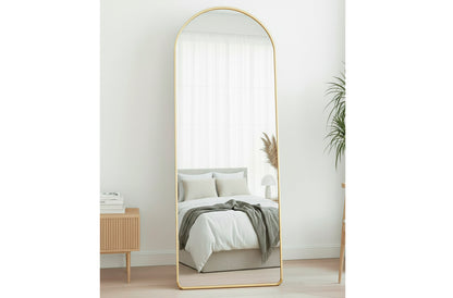 ESPEJO PIE / COLGAR  DORADO CON ARCO SUPERIOR GOLDEN 60 X 162 CM