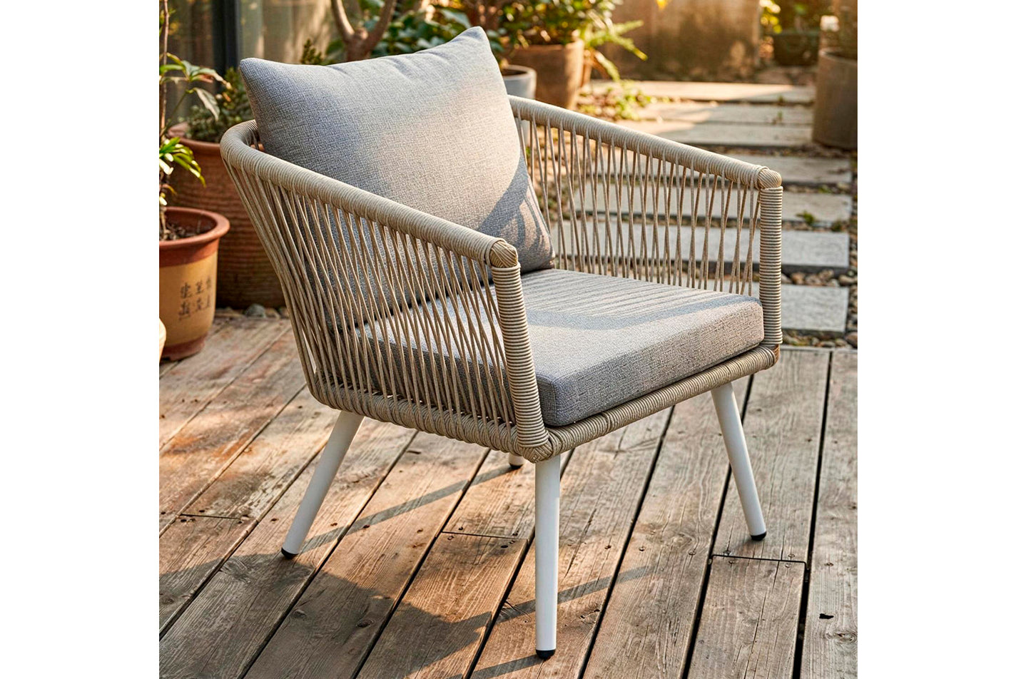 CONJUNTO DE EXTERIOR TIRRENO ALUMINIUM GRIS / RATTAN