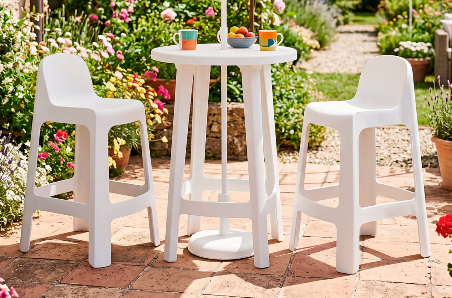 Taburete alto para exterior Bark blanco (Pack 2 unidades)