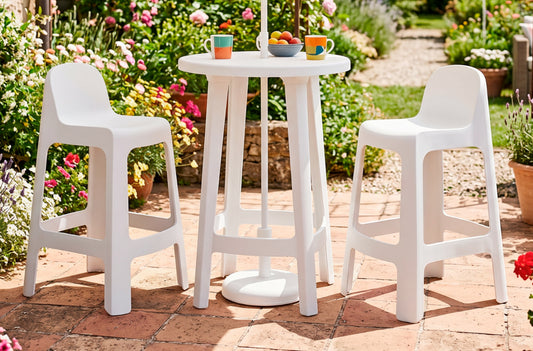 Taburete alto para exterior Bark blanco (Pack 2 unidades)