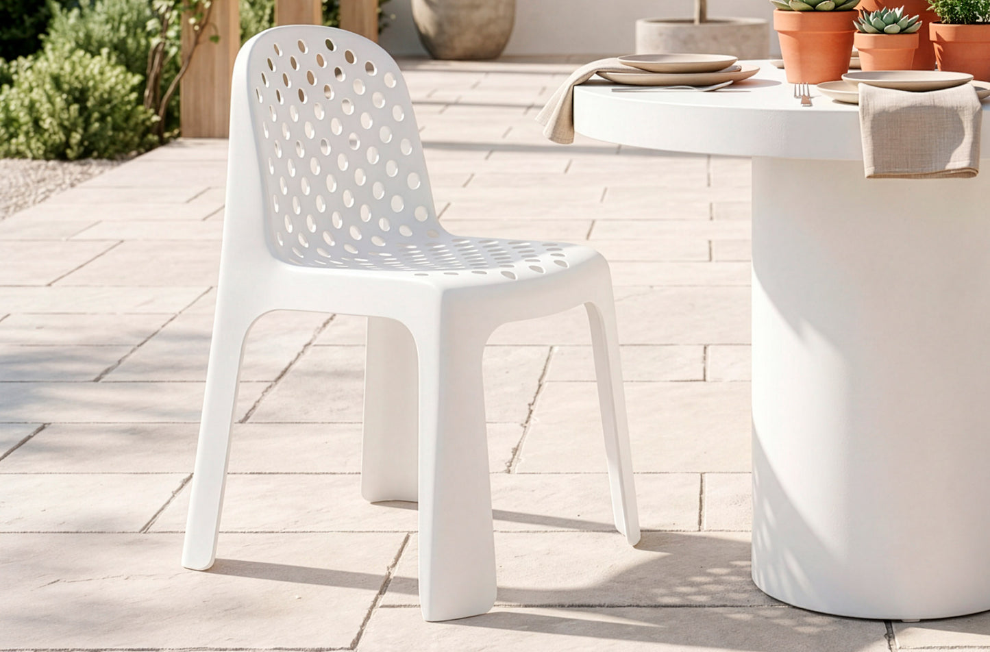 Silla de exterior Bark blanco (Pack 2 unidades)