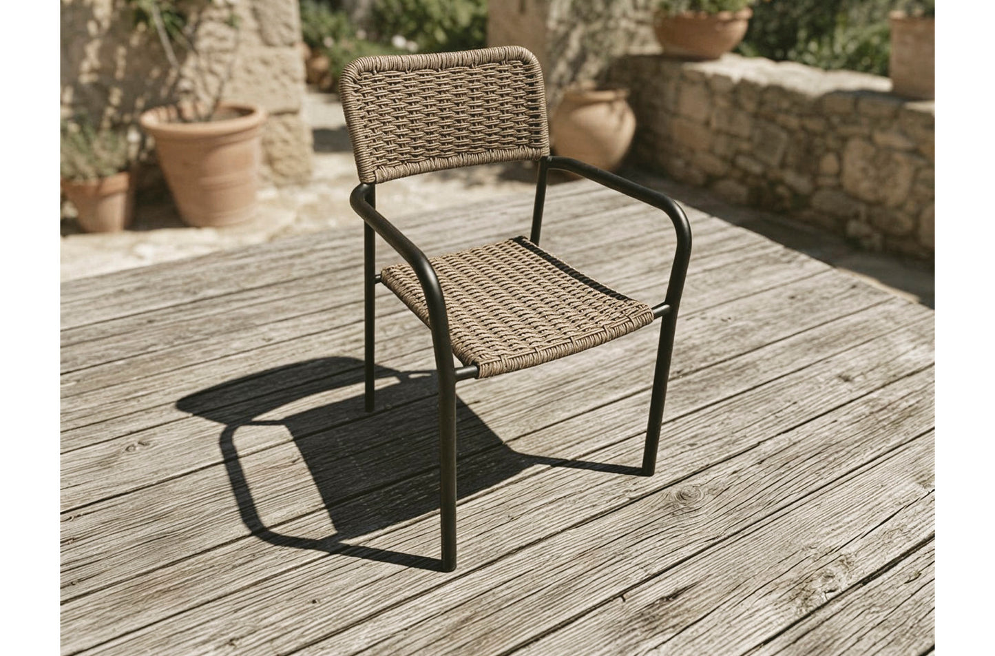 Silla de exterior Sava mimbre/negro (Pack 2 unidades)