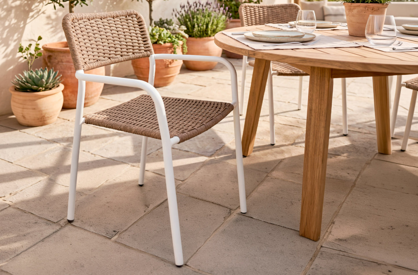 Silla comedor Sava mimbre/blanco (Pack 2 unidades)