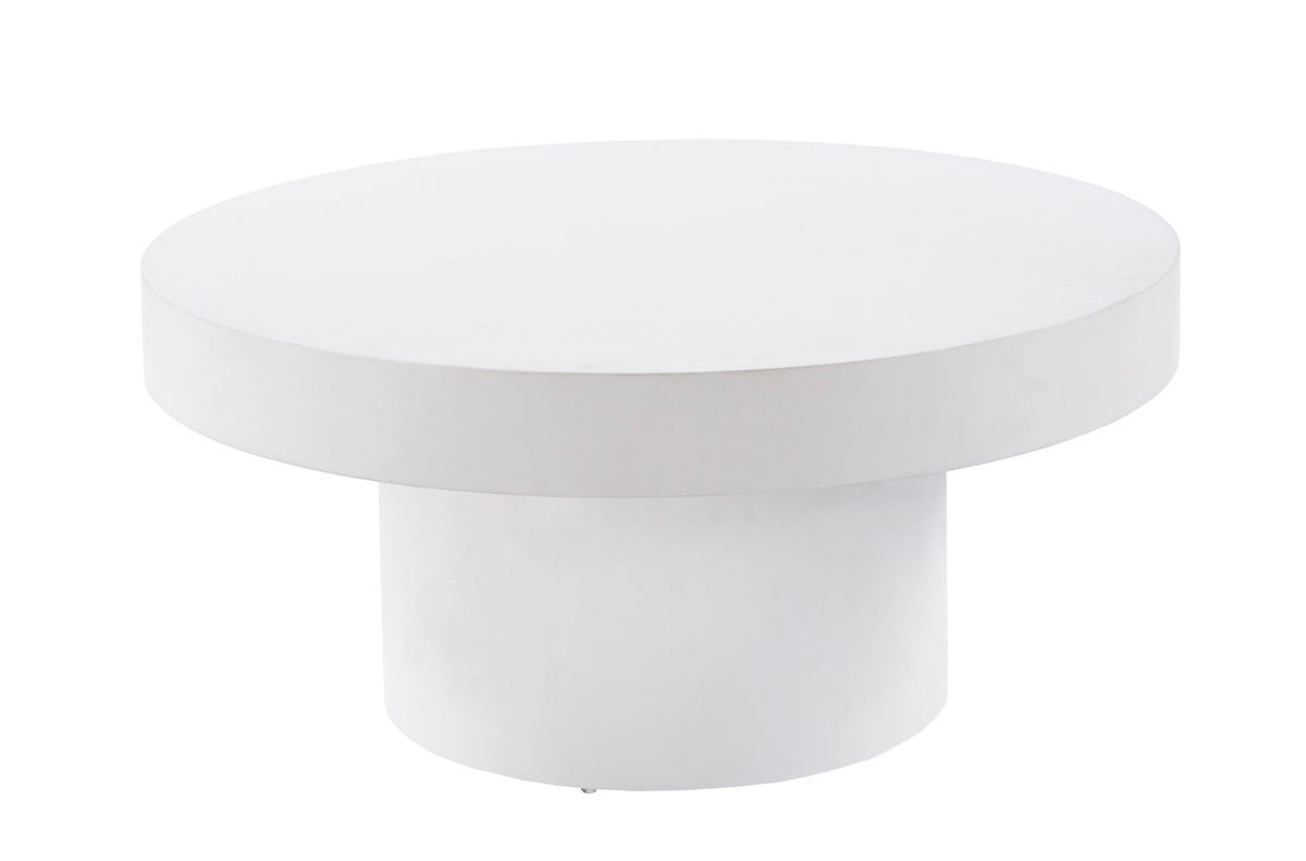 Mesa Baja Redonda 66 cm Microcemento Blanco