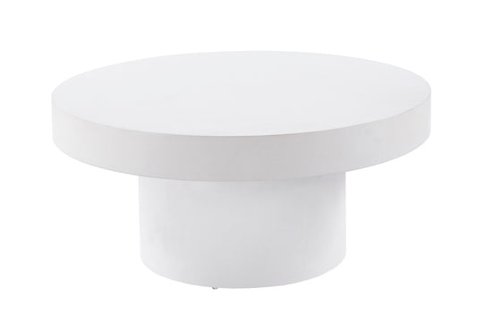 Mesa Baja Redonda 66 cm Microcemento Blanco