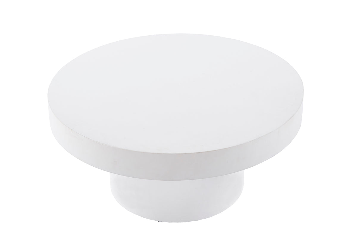 Mesa Baja Redonda 66 cm Microcemento Blanco