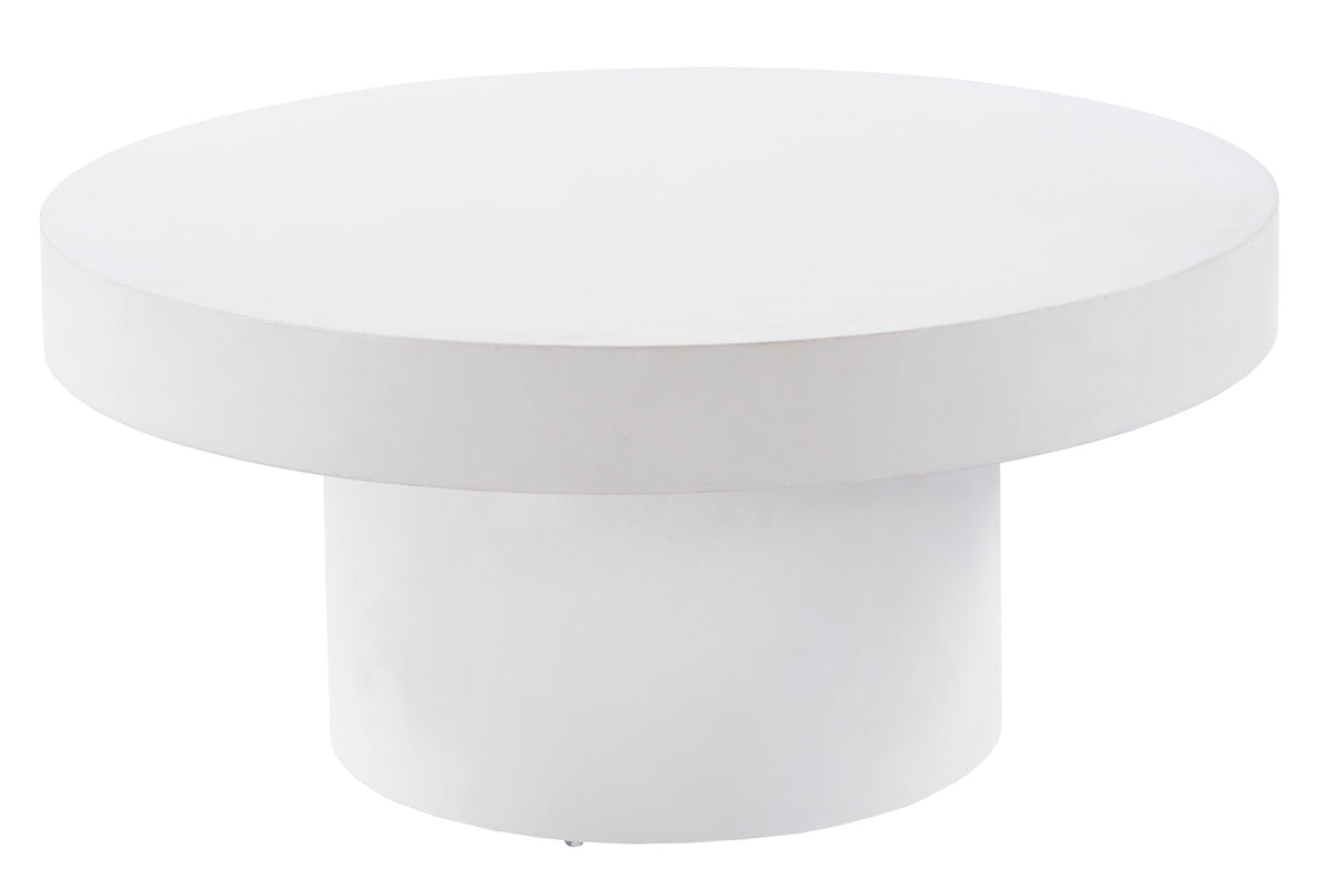 Mesa Baja Redonda 90 cm Microcemento Blanco