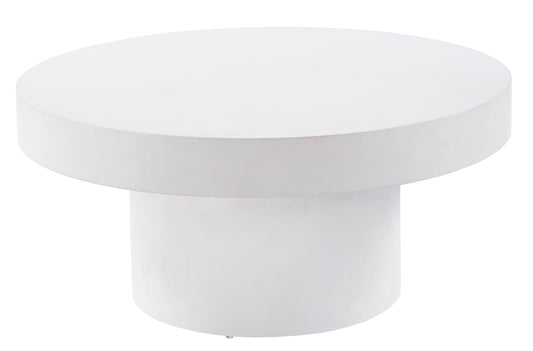 Mesa Baja Redonda 90 cm Microcemento Blanco