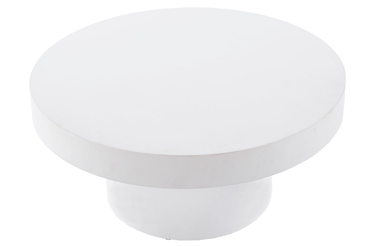 Mesa Baja Redonda 90 cm Microcemento Blanco