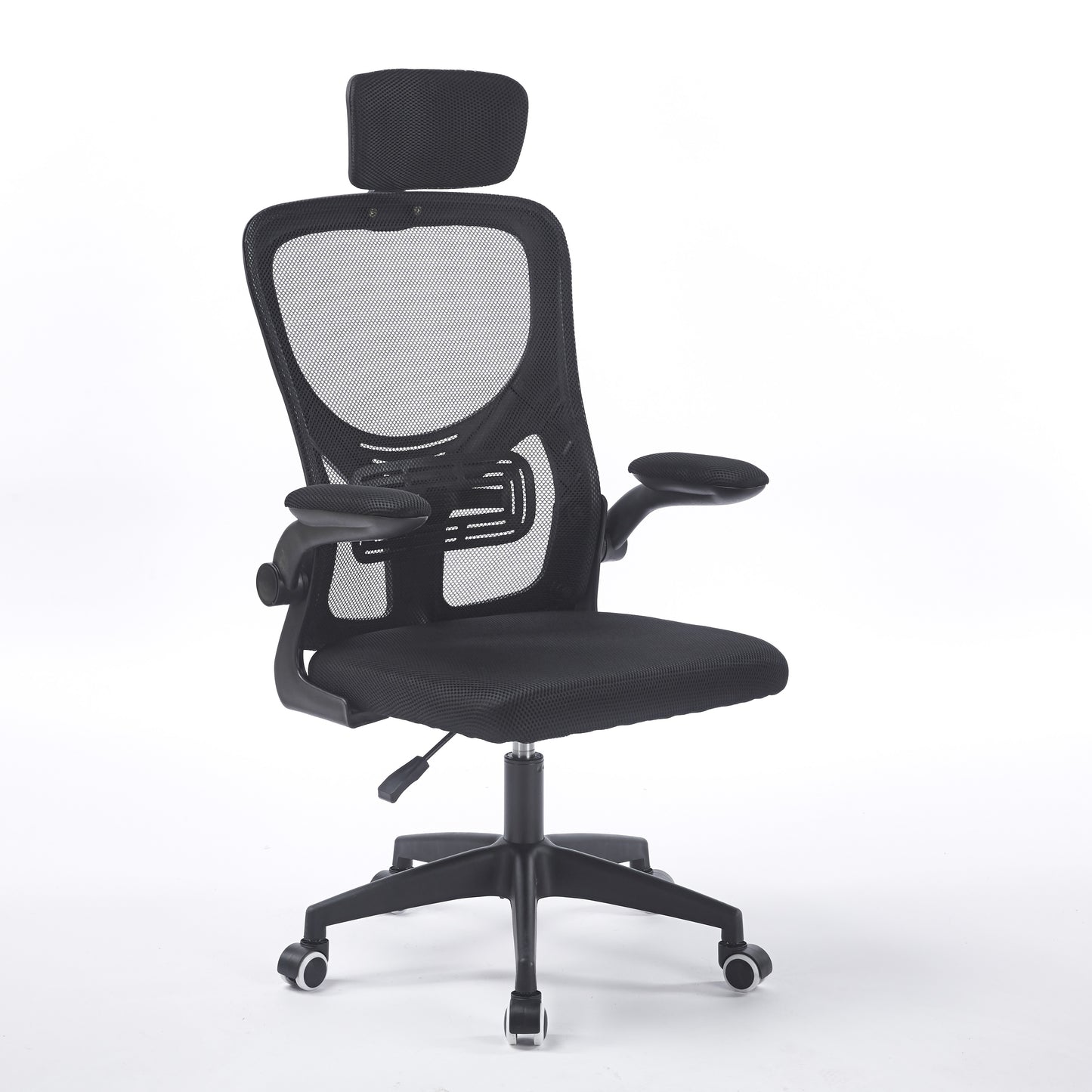 SILLON GIRATORIO CON REPOSACABEZAS AERO RED TRANSPIRABLE NEGRO
