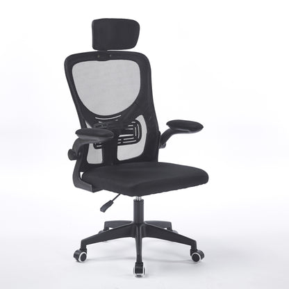 SILLON GIRATORIO CON REPOSACABEZAS AERO RED TRANSPIRABLE NEGRO