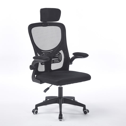 SILLON GIRATORIO CON REPOSACABEZAS AERO RED TRANSPIRABLE NEGRO