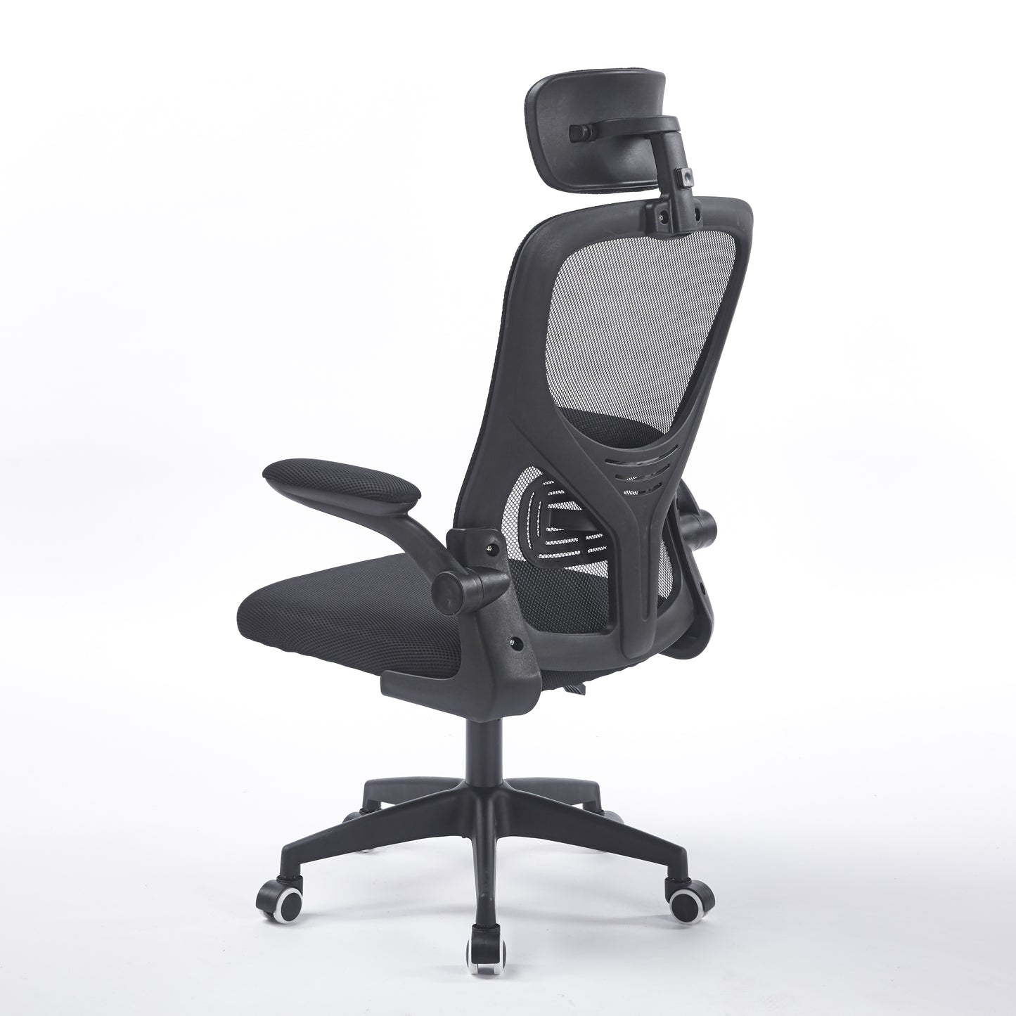 SILLON GIRATORIO CON REPOSACABEZAS AERO RED TRANSPIRABLE NEGRO
