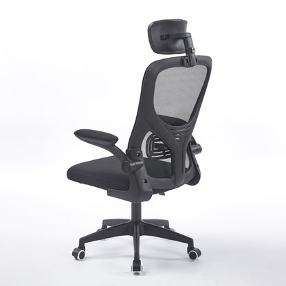 SILLON GIRATORIO CON REPOSACABEZAS AERO RED TRANSPIRABLE NEGRO