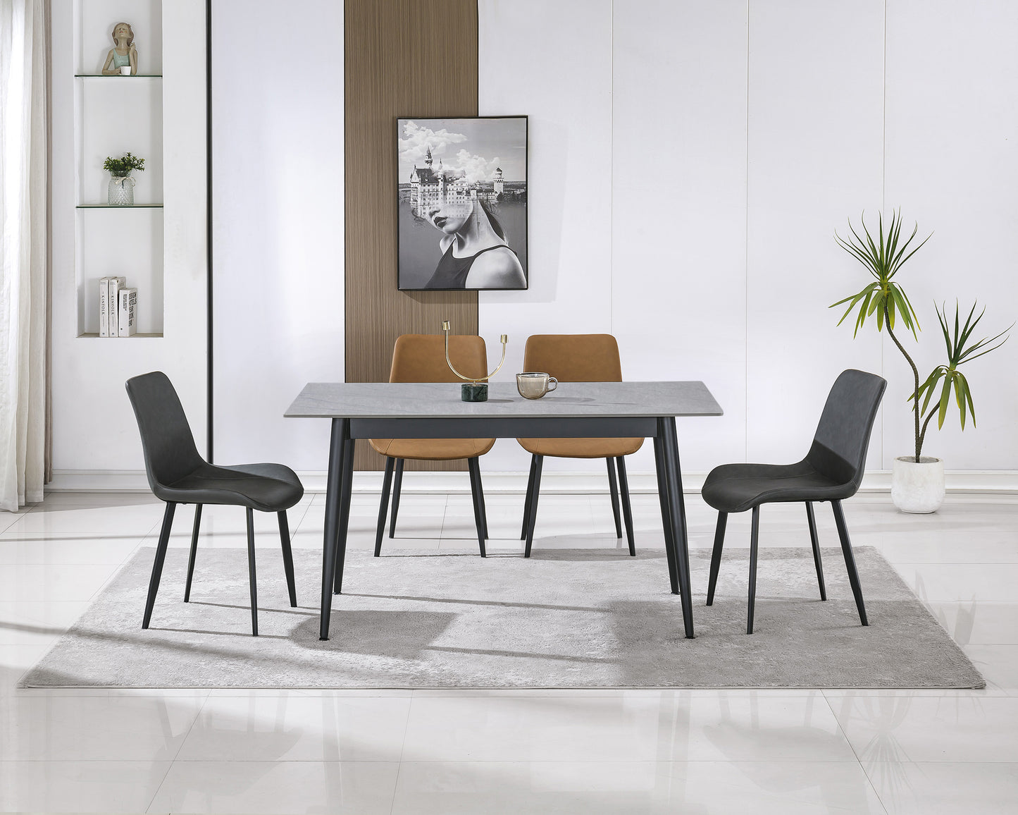 MESA COMEDOR FIJA BERNA 140x80 CM CERAMIC GREES GRIS