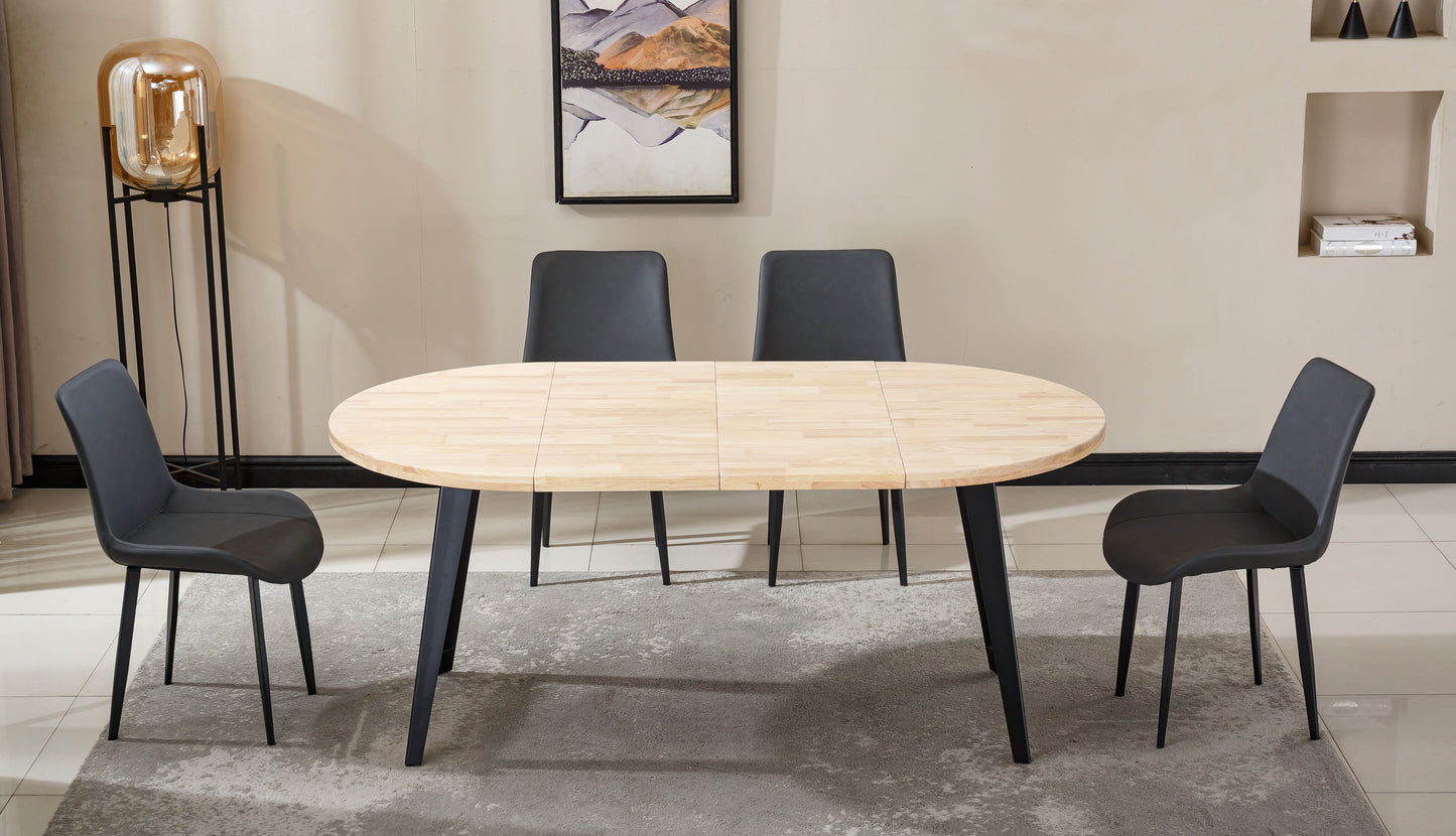 MESA COMEDOR REDONDA EXTENSIBLE BERG-E 100-140-180 CM ROBLE NORDISH / NEGRO.
