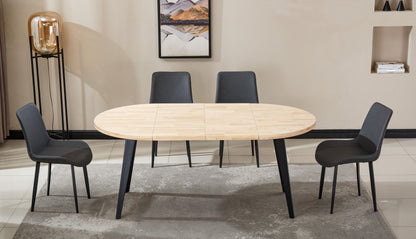 MESA COMEDOR REDONDA EXTENSIBLE BERG-E 100-140-180 CM ROBLE NORDISH / NEGRO.