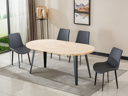 MESA COMEDOR REDONDA EXTENSIBLE BERG-E 100-140-180 CM ROBLE NORDISH / NEGRO.