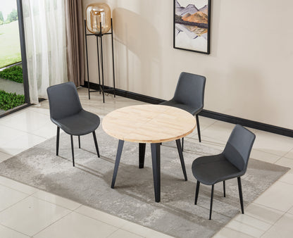 MESA COMEDOR REDONDA EXTENSIBLE BERG-E 100-140-180 CM ROBLE NORDISH / NEGRO.