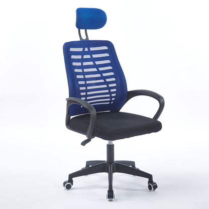 SILLON GIRATORIO CON REPOSACABEZAS KNECK RED TRANSPIRABLE NEGRO / AZUL