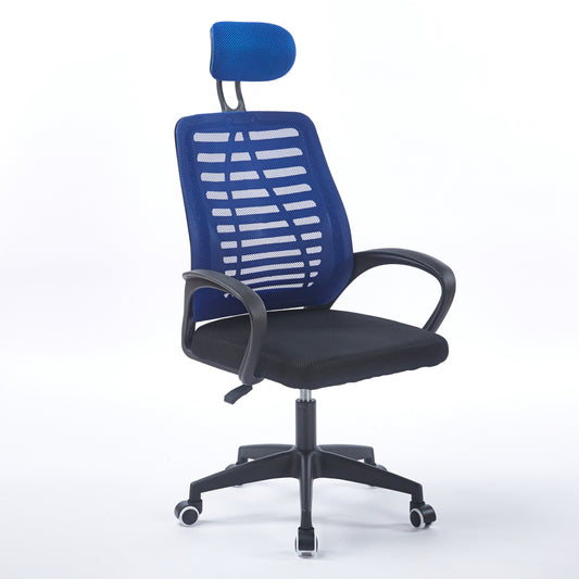 SILLON GIRATORIO CON REPOSACABEZAS KNECK RED TRANSPIRABLE NEGRO / AZUL