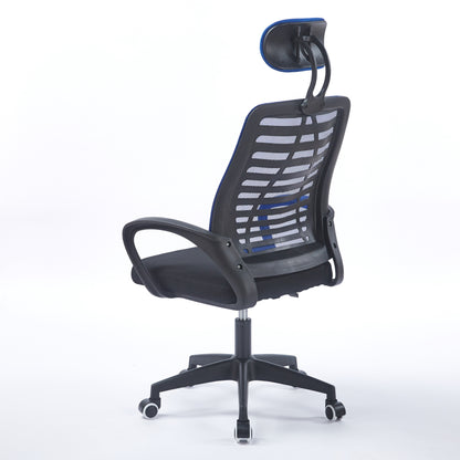SILLON GIRATORIO CON REPOSACABEZAS KNECK RED TRANSPIRABLE NEGRO / AZUL
