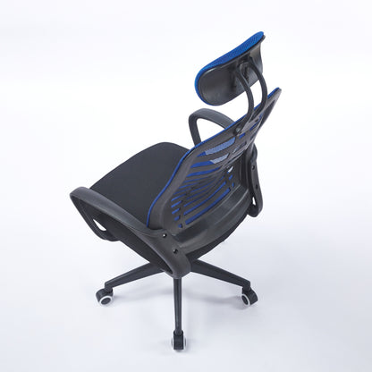 SILLON GIRATORIO CON REPOSACABEZAS KNECK RED TRANSPIRABLE NEGRO / AZUL