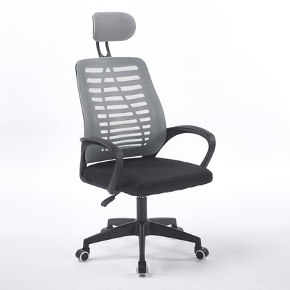 SILLON GIRATORIO CON REPOSACABEZAS KNECK RED TRANSPIRABLE NEGRO / GRIS
