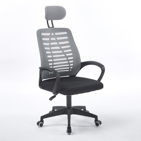 SILLON GIRATORIO CON REPOSACABEZAS KNECK RED TRANSPIRABLE NEGRO / GRIS