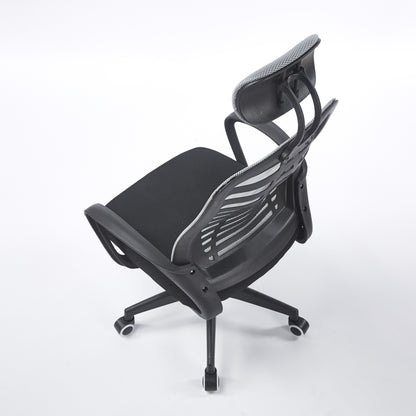 SILLON GIRATORIO CON REPOSACABEZAS KNECK RED TRANSPIRABLE NEGRO / GRIS