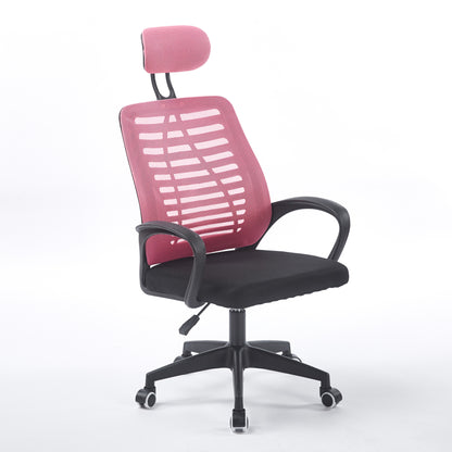SILLON GIRATORIO CON REPOSACABEZAS KNECK RED TRANSPIRABLE NEGRO / ROSA