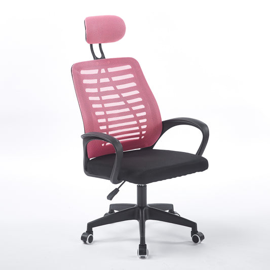 SILLON GIRATORIO CON REPOSACABEZAS KNECK RED TRANSPIRABLE NEGRO / ROSA
