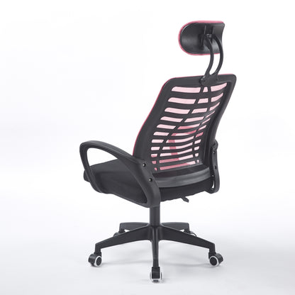 SILLON GIRATORIO CON REPOSACABEZAS KNECK RED TRANSPIRABLE NEGRO / ROSA