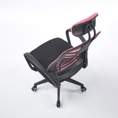 SILLON GIRATORIO CON REPOSACABEZAS KNECK RED TRANSPIRABLE NEGRO / ROSA