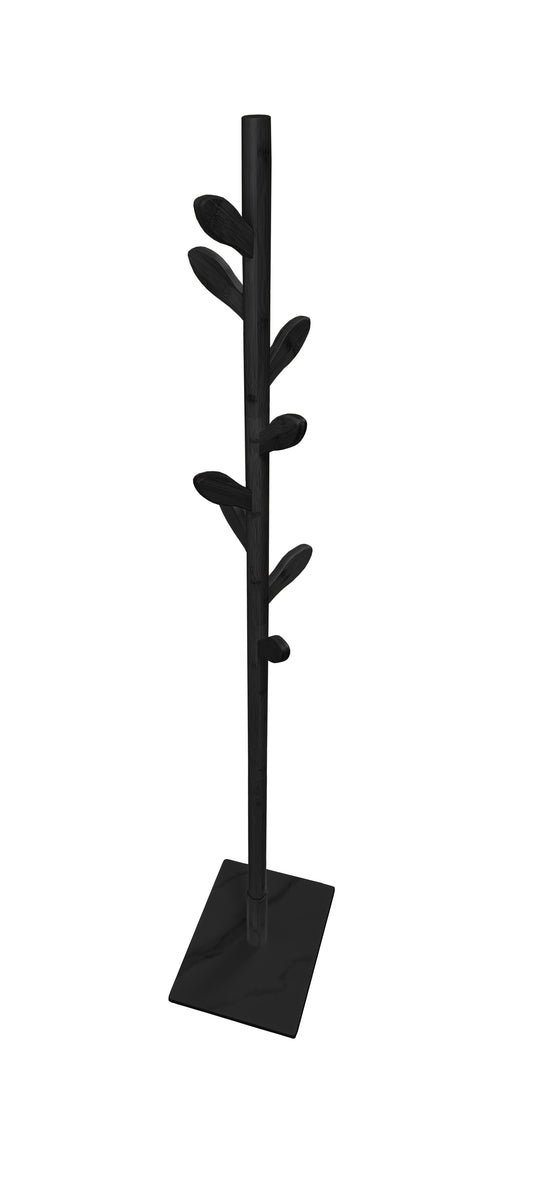 PERCHERO EN MADERA COLOR NEGRO BASE EN CERAMICA COLOR NEGRO