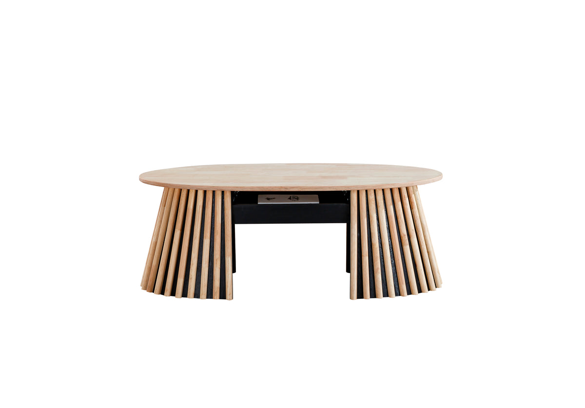Mesa centro elevable Praga de roble nórdico