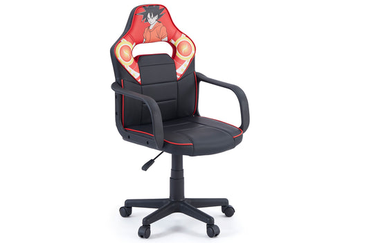 SILLÓN GIRATORIO RACER JUNIOR SÍMIL PIEL NEGRO / ROJO CON IMPRESION