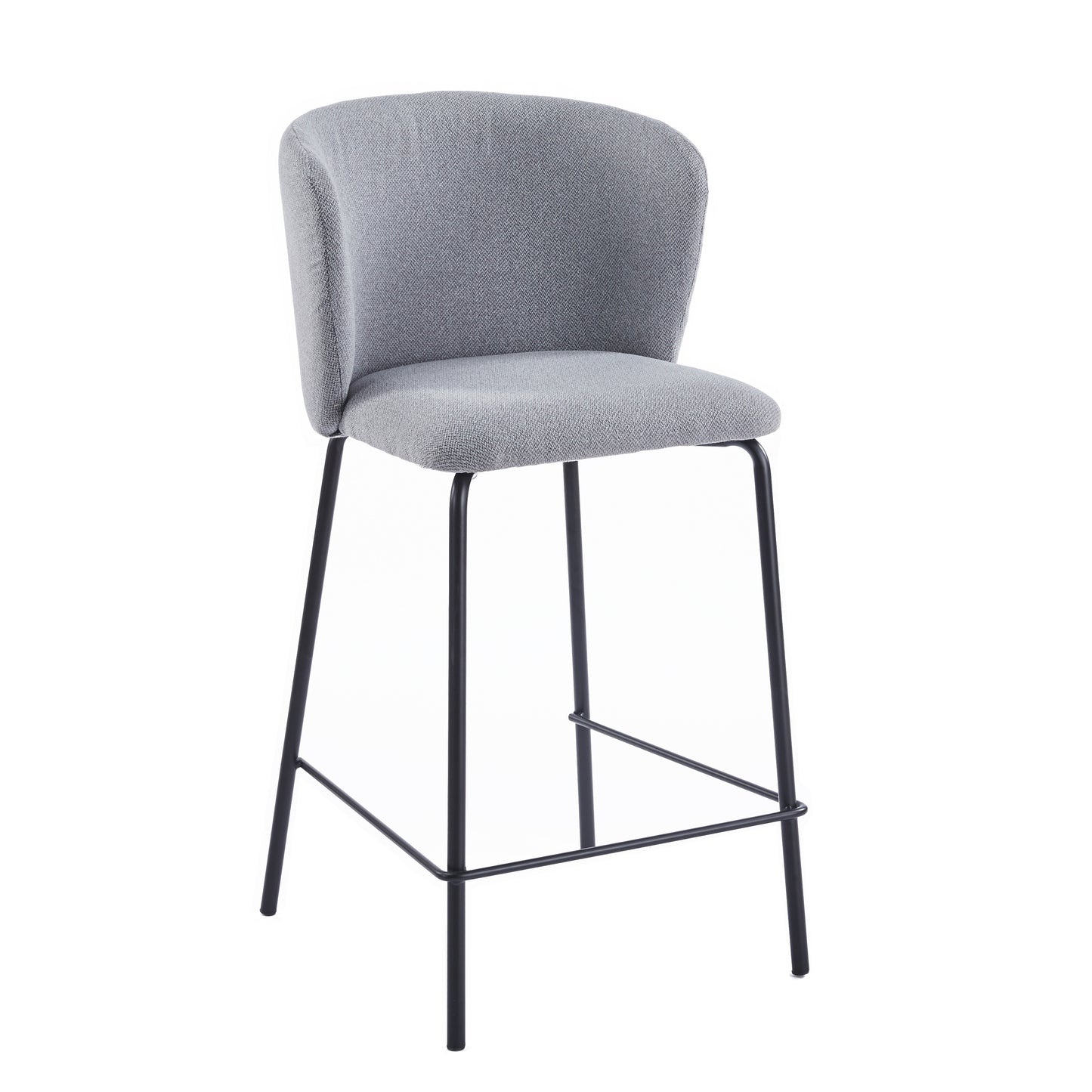 PACK x2 - TABURETE TAPIZADO MARGOT ALTO ASIENTO 75 CM TEJIDO GRIS