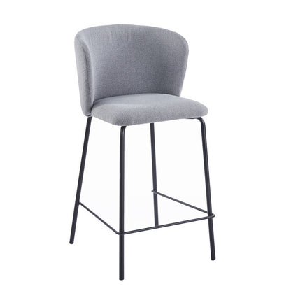 PACK x2 - TABURETE TAPIZADO MARGOT ALTO ASIENTO 75 CM TEJIDO GRIS